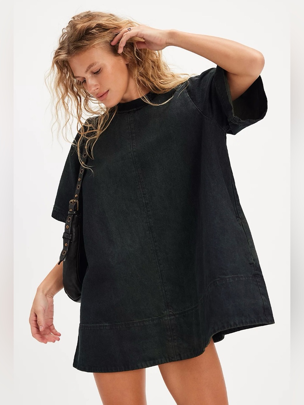 NWT Free People x We The Free Harlow Denim Mini Dress in Anthracite (Black)